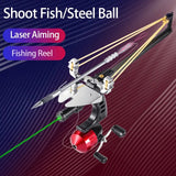 Hunting Fish Straight Rod Precision Telescopic Catapult Slingshot with Laser Fishing Reel High Power Shooting Outdoor Tools