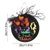 I Smell Children Pendant Wooden Door Hangers Wreath Decorative Wreath Front Door Hanging Signs With Lanyard Halloween Ornament