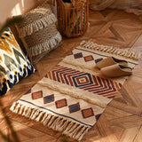 NEW ARRIVAL 60X90cm Retro Bohemian Hand Woven Tassel Carpet for Room Window Bedside Linen Rug Table Runner Door Mat