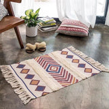 NEW ARRIVAL 60X90cm Retro Bohemian Hand Woven Tassel Carpet for Room Window Bedside Linen Rug Table Runner Door Mat
