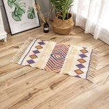 NEW ARRIVAL 60X90cm Retro Bohemian Hand Woven Tassel Carpet for Room Window Bedside Linen Rug Table Runner Door Mat