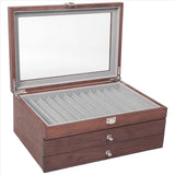 NEW ARRIVAL 34 Grid Walnut Pen Storage Case Luxury 3 Layer Pen Display Organizer Transparent Window Fountain Box Pen-Collection