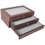 NEW ARRIVAL 34 Grid Walnut Pen Storage Case Luxury 3 Layer Pen Display Organizer Transparent Window Fountain Box Pen-Collection