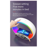 Multi-Function Night Light with Wireless Charging Bluetooth Speaker Smart Alarm Clock Atmosphere Light(B)EU Plug