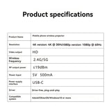 Wireless Screen Projector 4K -Compatible Portable Live Screen Projector for Computers Mobile Phone IOS Andorid