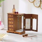 NEW ARRIVAL Retro Wooden Storage Box Jewelry Box 5-Layer Chinese Necklace Bracelet Ring Solid Wood Jewelry Box Retro Color (Ligh