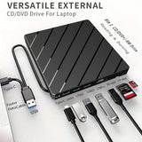 A43I! External CD/DVD Drive for Laptop, 7 in 1 USB Ultra-Slim Portable CD/DVD Player Burner, Burner Writer External Disk Drive