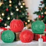 NEW ARRIVAL 4PCS Christmas Day Snow Scene Ball Candle Molds Silicone Mould for Relief Sphere Plaster Making Handmade Soap
