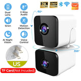 NEW ARRIVAL 4MP Tuya WiFi Camera Dual Lens Dual Screen Human Tracking Ai Human Detection Video Surveillance Camera US PLUG