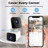 NEW ARRIVAL 4MP Tuya WiFi Camera Dual Lens Dual Screen Human Tracking Ai Human Detection Video Surveillance Camera US PLUG