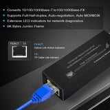 Mini Gigabit Fiber Media Converter 1000Mbps Ethernet with 1310nm Single Mode 20km SFP Module and Type-C Input EU PLUG