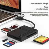 5 in 1 USB C HUB with Card Reader Type C to USB 3.0 Adapter Memory Card Splitter Supports TF/SD/CF/XD/MS Cards