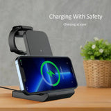 ILEPO 15W 3 In 1 QI Foldable Wireless Charger Stand Pad For iPhone 14 15Apple Watch Airpods Pro Fast Charging Dock Station