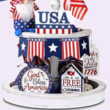 Independence Day Tiered Tray Decoration 4th Of July Ornament Wooden Decor Set Theme Party Ornaments For Home Decor