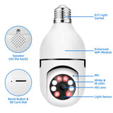 Indoor Video Surveillance Camera, Baby Monitor, Home Security Protection, Full Color, Night Vision, Auto Tracking, WiFi, Bulb, 3