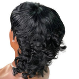 Jerry Curl Remy Human Hair Mullet Full Machine Made Wig With Bangs Glueless Pixie Cut Dovetail Natural Color Wigs Ready To Wear
