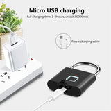 KERUI Keyless USB Charging Fingerprint Lock Smart Padlock Waterproof Door Lock 0.2sec Unlock Portable Anti-theft Padlock Zinc