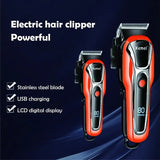 Kemei Electric Trimmer Hair Clipper Professional Rechargeable Electric Shaver with LCD Display Wireless Beard Trimmer