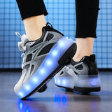 Kid Boys Girls Flashing Roller Skate Shoes USB Charging Children Fashion LED Light Up Shoes Luminous Wheels Sneakers for Street