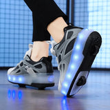 Kid Boys Girls Flashing Roller Skate Shoes USB Charging Children Fashion LED Light Up Shoes Luminous Wheels Sneakers for Street