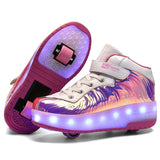 Kids Roller Skates Shoes Led Light Flashing Light 2 Wheels Skating Sneaker Flying Shoe Recharge Multi Light Breatheable Boy Girl