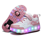 Kids Roller Skates Shoes Led Light Flashing Light 2 Wheels Skating Sneaker Flying Shoe Recharge Multi Light Breatheable Boy Girl