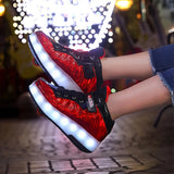 Kids Roller Skates Shoes Single Wheel USB Charging LED Lighted Flashing Sneaker Children Boys Girls Sliding Sport Footwear Gift