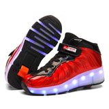 Kids Roller Skates Shoes Single Wheel USB Charging LED Lighted Flashing Sneaker Children Boys Girls Sliding Sport Footwear Gift