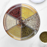 Kitchen Grain Storage Container Dispenser, 360 ° Rotation, One Click Output, 6-cell Storage, Suitable For, Beans, and Rice