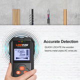 LOMVUM Metal Detector Backlit Black AC Wood Stud Finder Cable Wires Depth Tracker Undeground Sturs Wall Scanner LCD HD Display