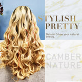 Long Grey Blonde Wig for Women Ombre Blonde Wavy Wig with Bangs Natural Daily Party High Temperature Fake Hair 13x4 Lace Front
