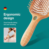 MR.GREEN Hair Brush Wide Board Massage Natural Beech Cat's Head Design Comb Gasbag Hairbrush For Dry Wet Hair Detangler Women