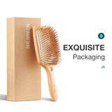 MR.GREEN Hair Brush Wide Board Massage Natural Beech Cat's Head Design Comb Gasbag Hairbrush For Dry Wet Hair Detangler Women