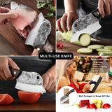 Meat Cleaver Hand Forged Full Tang Kitchen Knife Ultra Sharp Chef Knife Boning Knife Butcher Knife for Kitchen Outdoor BBQ
