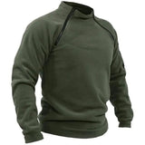 Men's Outdoor Warm And Breathable Tactical With Zipper Design, Standing Neck, Long Sleeves, Thickened Solid Color Sweater
