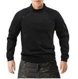 Men's Outdoor Warm And Breathable Tactical With Zipper Design, Standing Neck, Long Sleeves, Thickened Solid Color Sweater