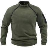 Men's Outdoor Warm And Breathable Tactical With Zipper Design, Standing Neck, Long Sleeves, Thickened Solid Color Sweater