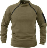 Men's Outdoor Warm And Breathable Tactical With Zipper Design, Standing Neck, Long Sleeves, Thickened Solid Color Sweater