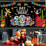 Mexican Festival Theme Backdrop Day Of The Dead Background Portable Holiday Wall Banner Decor For Living Room Fireplace Party