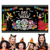 Mexican Festival Theme Backdrop Day Of The Dead Background Portable Holiday Wall Banner Decor For Living Room Fireplace Party