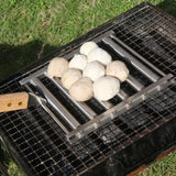 Mini Grill Rack Heat Resistant BBQ Sausage Roller With Wood Handle Grilling Utensils For Camping Snack Stalls Barbecue Parties