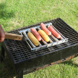 Mini Grill Rack Heat Resistant BBQ Sausage Roller With Wood Handle Grilling Utensils For Camping Snack Stalls Barbecue Parties