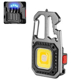 Mini LED Flashlight Work Light Rechargeable Camping Light COB Keychain Light Portable Pocket Wrench Screwdriver Safety Hammer