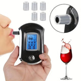 Mini Police Breathalyzer With 5 Mouth Pieces LCD Display Accurate Breath Alcohol Tester For Law Enforcement And Personal Use