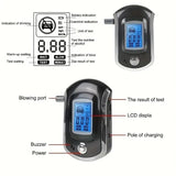 Mini Police Breathalyzer With 5 Mouth Pieces LCD Display Accurate Breath Alcohol Tester For Law Enforcement And Personal Use
