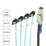 Mini SAS HD SFF-8644 To 4 SATA Left Curved Server External Data Cable 12Gbps