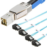 Mini SAS HD SFF-8644 To 4 SATA Left Curved Server External Data Cable 12Gbps