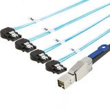 Mini SAS HD SFF-8644 To 4 SATA Left Curved Server External Data Cable 12Gbps