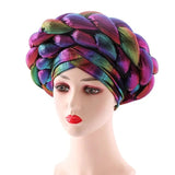 Muslim Headscarf Womens Baotou Hat Double Braid Hat With Crossed Forehead Adjustable Braid Hat African Headscarf