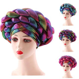 Muslim Headscarf Womens Baotou Hat Double Braid Hat With Crossed Forehead Adjustable Braid Hat African Headscarf